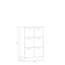 Highboard >QUADRO 2< mit 6 Türen, in Weiss / Lamela Eiche Dekor - 93,5x139,9x40cm (BxHxT)