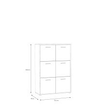 Highboard >QUADRO 2< mit 6 Türen, in Weiss / Lamela Eiche Dekor - 93,5x139,9x40cm (BxHxT)