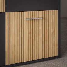 TV-Lowboard >QUADRO 2< mit 3 Türen und Schublade, in grau / Lamela Eiche Dekor 182,9x50,3x40cm (B/H/T)
