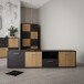 TV-Lowboard >QUADRO 2< mit 3 Türen und Schublade, in grau / Lamela Eiche Dekor 182,9x50,3x40cm (B/H/T)