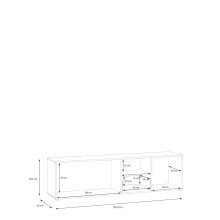 TV-Lowboard >QUADRO 2< mit 3 Türen und Schublade, in Weiss / Lamela Eiche Dekor - 182,9x50,3x40cm (BxHxT)