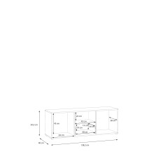 TV-Lowboard >QUADRO 2< mit 2 Türen und Schublade, in Weiss / Lamela Eiche Dekor - 138,2x50,3x40cm (BxHxT)
