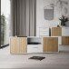 TV-Lowboard >QUADRO 2< mit 2 Türen und Schublade, in Weiss / Lamela Eiche Dekor - 138,2x50,3x40cm (BxHxT)