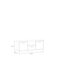 TV-Lowboard >QUADRO 2< mit 2 Türen und Schublade, in grau / Lamela Eiche Dekor - 138,2x50,3x40cm (B/H/T)