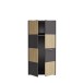 Drehtürenschrank >QUADRO 2< mit 2 Türen, in grau / Lamela Eiche Dekor - 93,5x184,7x52,7cm (B/H/T)