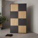 Drehtürenschrank >QUADRO 2< mit 2 Türen, in grau / Lamela Eiche Dekor - 93,5x184,7x52,7cm (B/H/T)