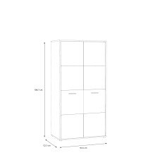 Drehtürenschrank >QUADRO 2< mit 2 Türen, in Weiss / Lamela Eiche Dekor - 93,5x184,7x52,7 (BxHxT)