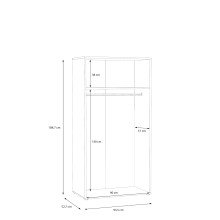 Drehtürenschrank >QUADRO 2< mit 2 Türen, in Weiss / Lamela Eiche Dekor - 93,5x184,7x52,7 (BxHxT)