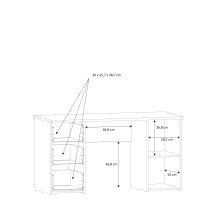 Schreibtisch >NET307< mit 3 Schubladen und Tür, in Weiss/ Sonoma Eiche Dekor - 138,2x75,3x60cm (BxHxT)