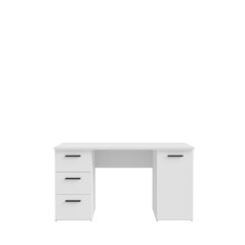 Schreibtisch >NET307< mit 3 Schubladen und Tür,in weiß - 138,2x75,3x60cm (BxHxT)