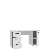 Schreibtisch >NET307< mit 3 Schubladen und Tür,in weiß - 138,2x75,3x60cm (BxHxT)