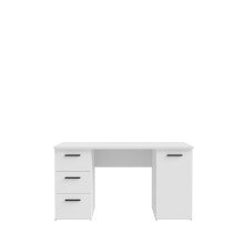 Schreibtisch >NET307< mit 3 Schubladen und Tür,in weiß - 138,2x75,3x60cm (BxHxT)