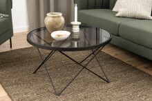 Couchtisch >Cuxton< in Grau, Glas, Stahl - 45x80cm...