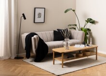 3-Sitzer >Tampa< in Beige, Stoff, Rubberwood - 218x76,5x86,5cm (BxHxT)