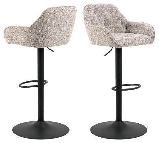 Barhocker >Brooke< (2er-Set) in Beige, Stoff, Stahl - 52x109x52cm (BxHxT)