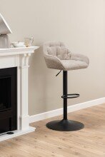 Barhocker >Brooke< (2er-Set) in Beige, Stoff, Stahl - 52x109x52cm (BxHxT)
