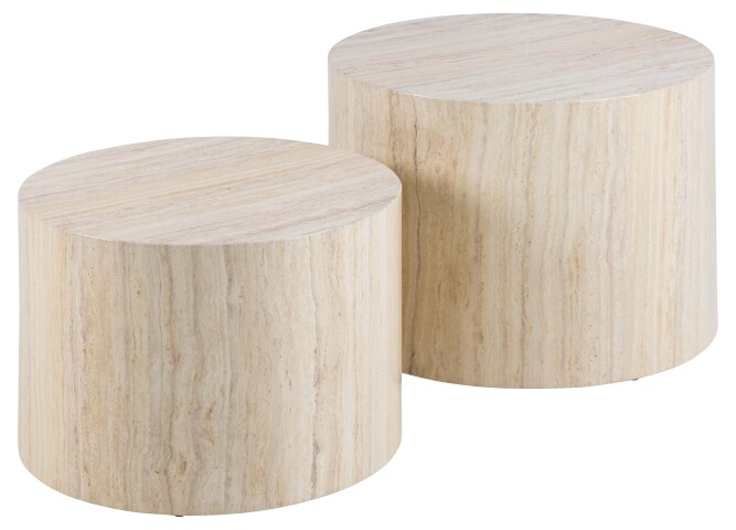 Satztisch >Dice< (2-teilig) in travertin, MDF - 58x40x58cm (BxHxT)
