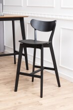 Barhocker >Roxby< (2er-Set) in schwarz, Massicholz - 45x105x49cm (BxHxT)