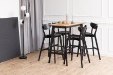 Barhocker >Roxby< (2er-Set) in schwarz, Massicholz - 45x105x49cm (BxHxT)