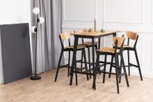 Barhocker >Roxby< (2er-Set) in Eiche; schwarz, Massivholz - 45x105x49cm (BxHxT)