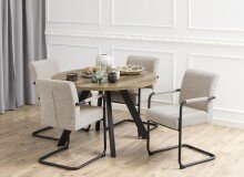 Freischwinger >Adele< (2er-Set) in Beige, Stoff, Stahl - 50,5x84,5x64,5 (BxHxT)