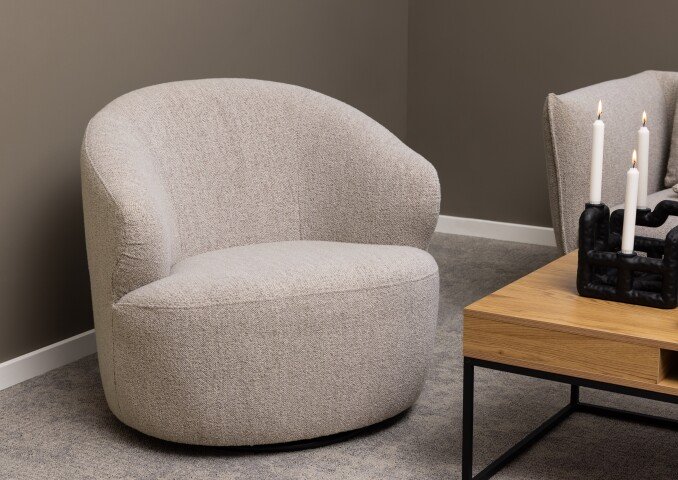 Drehsessel >Westport< in Beige, Stoff, Stahl - 80x76,5x80cm (BxHxT)
