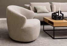Drehsessel >Westport< in Beige, Stoff, Stahl - 80x76,5x80cm (BxHxT)