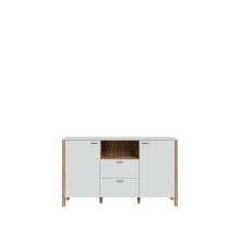 Sideboard >Saitama < mit 2 Türen und 2 Schubladen, in Mauvella Eiche Dekor / Secret grey - 146,4x86,5x41,6cm (BxHxT)
