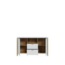 Sideboard >Saitama < mit 2 Türen und 2 Schubladen, in Mauvella Eiche Dekor / Secret grey - 146,4x86,5x41,6cm (BxHxT)