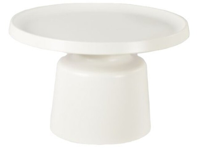 Couchtisch >2301-Groß< "rund" in Weiß, Metall pulverbeschichtet - 43x70cm (HxD)