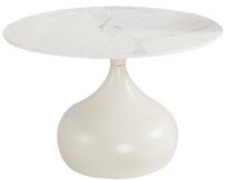Couchtisch >2303-Groß< "rund" in Keramik weiß, Metallgestell - 41x70cm (HxD)