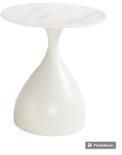 Beistelltisch >2303-KLEIN< "rund" in Weiß, Keramik und Metallgestell - 57x50cm (HxD)