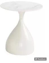 Beistelltisch >2303-KLEIN< "rund" in Weiß, Keramik und Metallgestell - 57x50cm (HxD)
