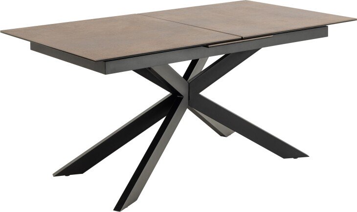 Kulissen-Esstisch >Irwine< (auszihebar bis 210cm) in rostbrown, schwarz - 168(210)x76x90 (BxHxT)