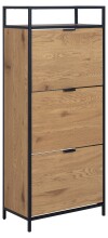 Schuhkipper >Seaford< in Wildeiche; schwarz, MDF, Stahl - 56x129x30cm (BxHxT)
