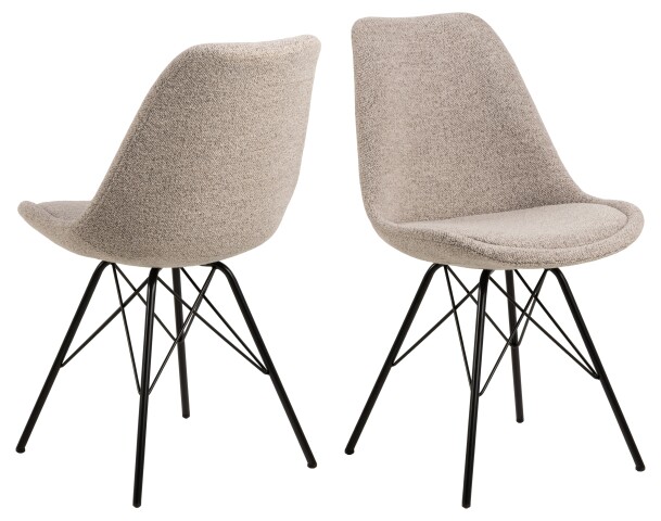 Esszimmerstuhl >Eris< (2er-Set) in Beige, Stoff, Stahl - 48,5x85,5x54cm (BxHxT)