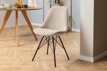 Esszimmerstuhl >Eris< (2er-Set) in Beige, Stoff, Stahl - 48,5x85,5x54cm (BxHxT)