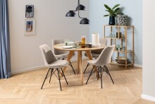 Esszimmerstuhl >Eris< (2er-Set) in Beige, Stoff, Stahl - 48,5x85,5x54cm (BxHxT)
