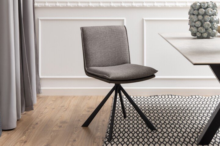 Drehstuhl >Flynn< in graubraun, Polyester, Stahl - 47x85x59cm (BxHxT)