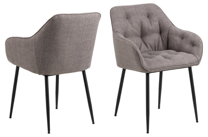 Armlehnstuhl >Brooke< (2er-Set) in graubraun - 58x83x55 (BxHxT)