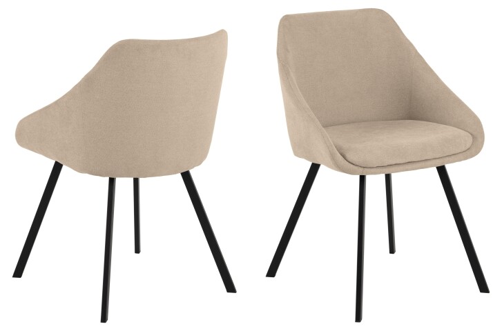 Armlehnstuhl >Nils< (2er-Set) in Beige, Stoff, Stahl - 51,5x78x54,5cm (BxHxT)