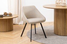 Armlehnstuhl >Nils< (2er-Set) in Beige, Stoff, Stahl - 51,5x78x54,5cm (BxHxT)
