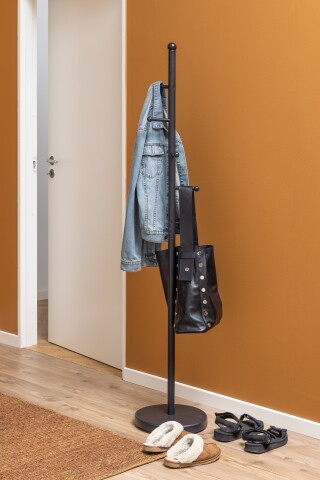 Kleiderständer >Aspen< in schwarz, Stahl - 32,3x170x32,3cm (BxHxT)
