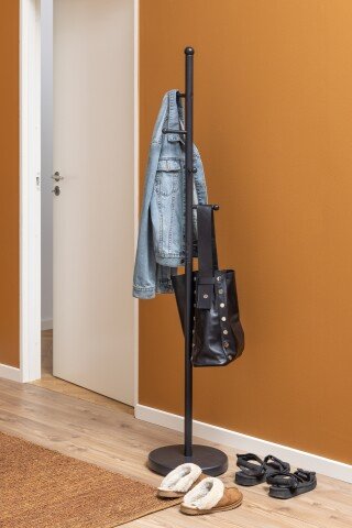 Kleiderständer >Aspen< in schwarz, Stahl - 32,3x170x32,3cm (BxHxT)