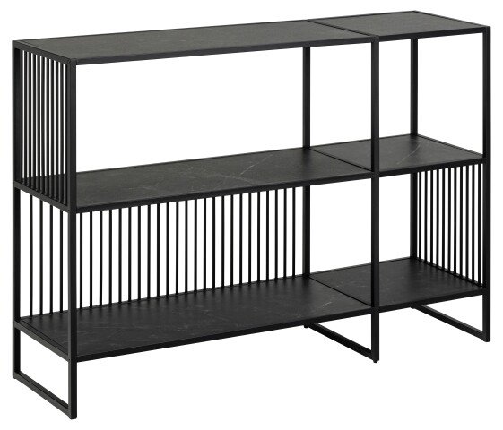 Regal >Strington< in schwarz, MDF & Melamin - 120x83x35cm (BxHxT)