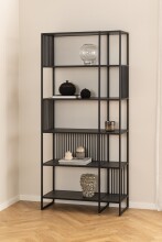 Regal >Strington< in schwarz, MDF & Melamin - 85x185x35cm (BxHxT)