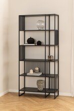 Regal >Strington< in schwarz, MDF & Melamin - 85x185x35cm (BxHxT)