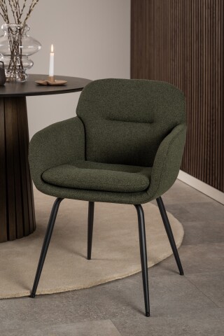 Armlehnstuhl >Dora< in Grün, Stoff - 58x84x59cm (BxHxT)