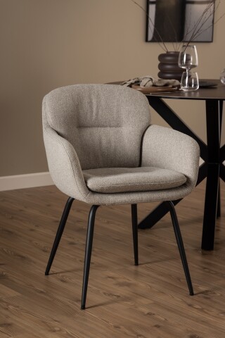 Armlehnstuhl >Dora< in Beige, Stoff - 58x84x59cm (BxHxT)