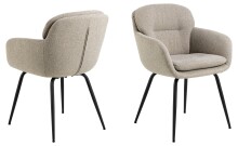 Armlehnstuhl >Dora< in Beige, Stoff - 58x84x59cm (BxHxT)